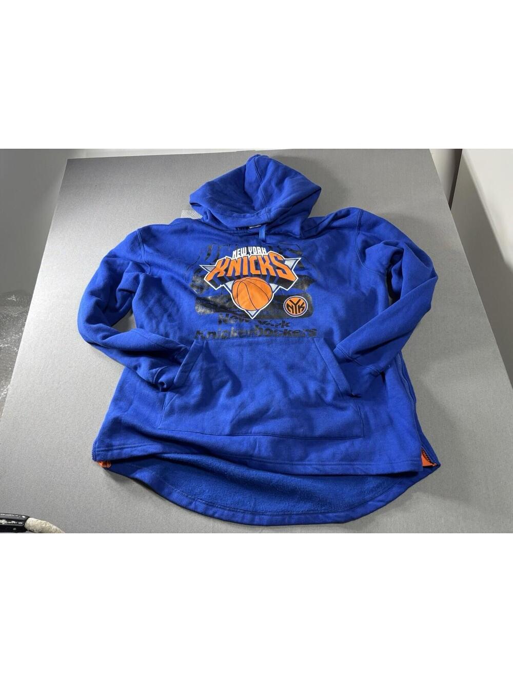 NBA NEW YORK KNICKS HOODED SWEATSHIRT Medium BLUE ORANGE ZIPWAY